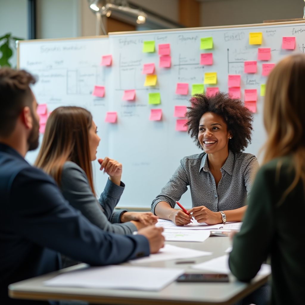 Equipo en sesión de planificación estratégica