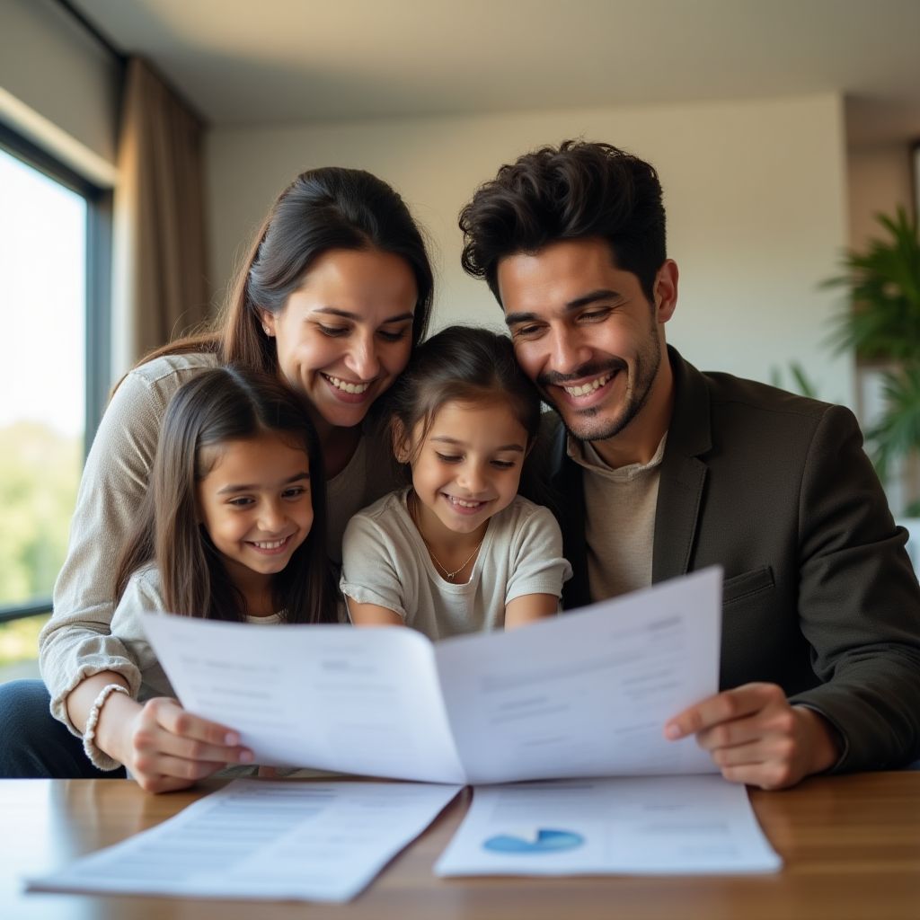 Familia planificando su futuro financiero